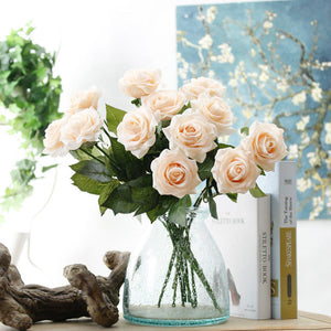 VANRINA 10 Champagne Roses Wedding Flowers for Bouquet Decor 1