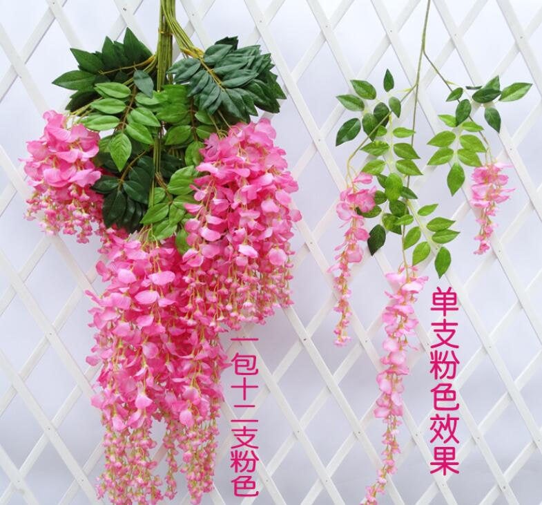 Wedding Arch Flowers Artificial Fake Wisteria Vine Rattan 12 Bunches, Hanging Flowers Garland For Wedding Birthday Party, Outdoor MGT-022