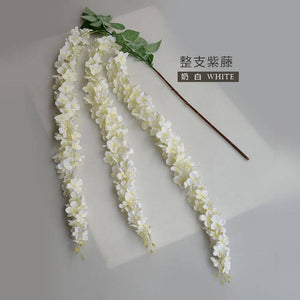 5pcs Artificial Silk Wisteria Home Garden Hanging Flowers Plants 64" White Wisteria Wedding Vine Decor Wedding Flower Garland MGT-058