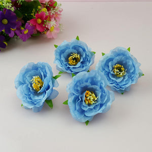 Silk Tea Rose Flower Heads Peonies Heads Artificial Flower Buds 100 Simulation Flowers For DIY Crafts Hairpins Bridal Wrist Flowers CJCM-5CM