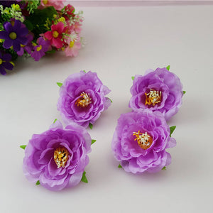 Silk Tea Rose Flower Heads Peonies Heads Artificial Flower Buds 100 Simulation Flowers For DIY Crafts Hairpins Bridal Wrist Flowers CJCM-5CM