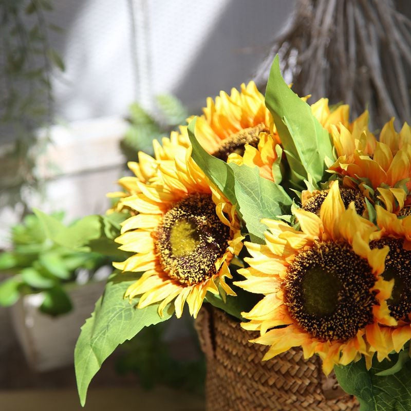 VANRINA Artificial Sunflower Bouquet for Fall Wedding Bouquet Home Decoration Orange 1