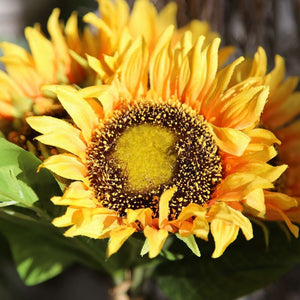 VANRINA Artificial Sunflower Bouquet for Fall Wedding Bouquet Home Decoration Orange 3