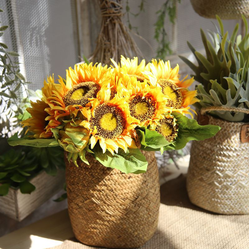 VANRINA Artificial Sunflower Bouquet for Fall Wedding Bouquet Home Decoration