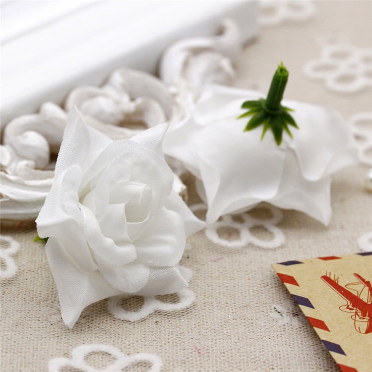 Silk Rose Heads Faux Artificial Flower Heads 100PCS 4cm For Wedding Decor Hair Clips Corsage DIY Crafts Wholesale Lots CJ-JM4CM