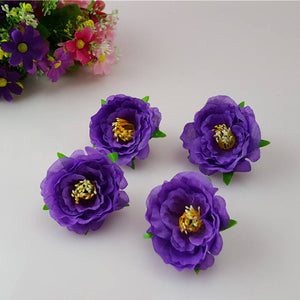 Silk Tea Rose Flower Heads Peonies Heads Artificial Flower Buds 100 Simulation Flowers For DIY Crafts Hairpins Bridal Wrist Flowers CJCM-5CM