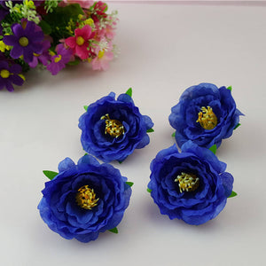 Silk Tea Rose Flower Heads Peonies Heads Artificial Flower Buds 100 Simulation Flowers For DIY Crafts Hairpins Bridal Wrist Flowers CJCM-5CM