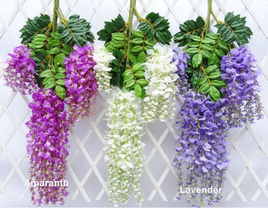 Wedding Arch Flowers Artificial Fake Wisteria Vine Rattan 12 Bunches, Hanging Flowers Garland For Wedding Birthday Party, Outdoor MGT-022