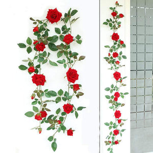 Artificial Wedding Arch Flowers Velvet Rose Garland 166cm Fake Ivy Flower Vine Leaf Plants For Home Wedding Decorations Backdrops MGT-062