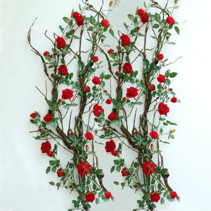 Artificial Wedding Arch Flowers Velvet Rose Garland 166cm Fake Ivy Flower Vine Leaf Plants For Home Wedding Decorations Backdrops MGT-062