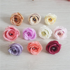 Wholesale Silk Flower Heads Quality Bulk Rose Heads Artificial Flowers 5cm Simulation Tea Rose For Wedding Party Decor Craft Flower TJCJ04