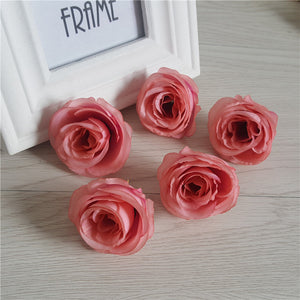 Wholesale Silk Flower Heads Quality Bulk Rose Heads Artificial Flowers 5cm Simulation Tea Rose For Wedding Party Decor Craft Flower TJCJ04