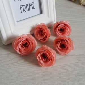 Wholesale Silk Flower Heads Quality Bulk Rose Heads Artificial Flowers 5cm Simulation Tea Rose For Wedding Party Decor Craft Flower TJCJ04