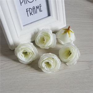 Wholesale Silk Flower Heads Quality Bulk Rose Heads Artificial Flowers 5cm Simulation Tea Rose For Wedding Party Decor Craft Flower TJCJ04