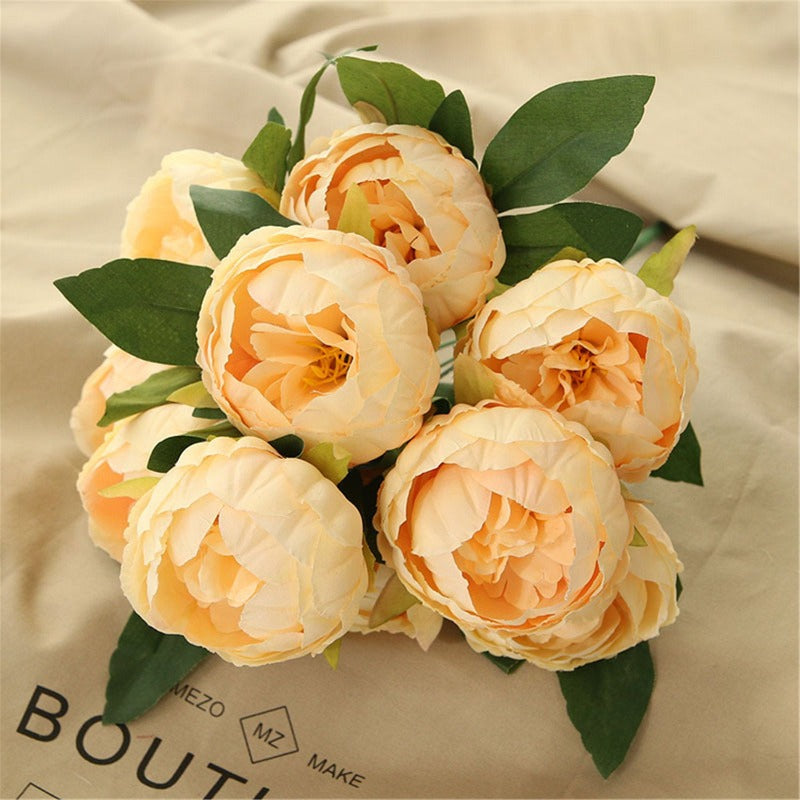 Silk Peony Bouquet Artificial Flowers Peony Bouquets 10 Heads, Cream Bouquet, Pink Bouquet, Wedding Bouquets, Centerpieces QT1-51
