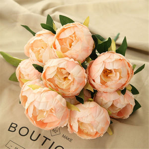 Silk Peony Bouquet Artificial Flowers Peony Bouquets 10 Heads, Cream Bouquet, Pink Bouquet, Wedding Bouquets, Centerpieces QT1-51