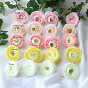 Artificial Ranunculus Flower Heads Silk Ranunculus Fake Flowers 100 Bulk Silk Flower Heads Ranunculus Wedding Flowers For Bridal Hair MH-3