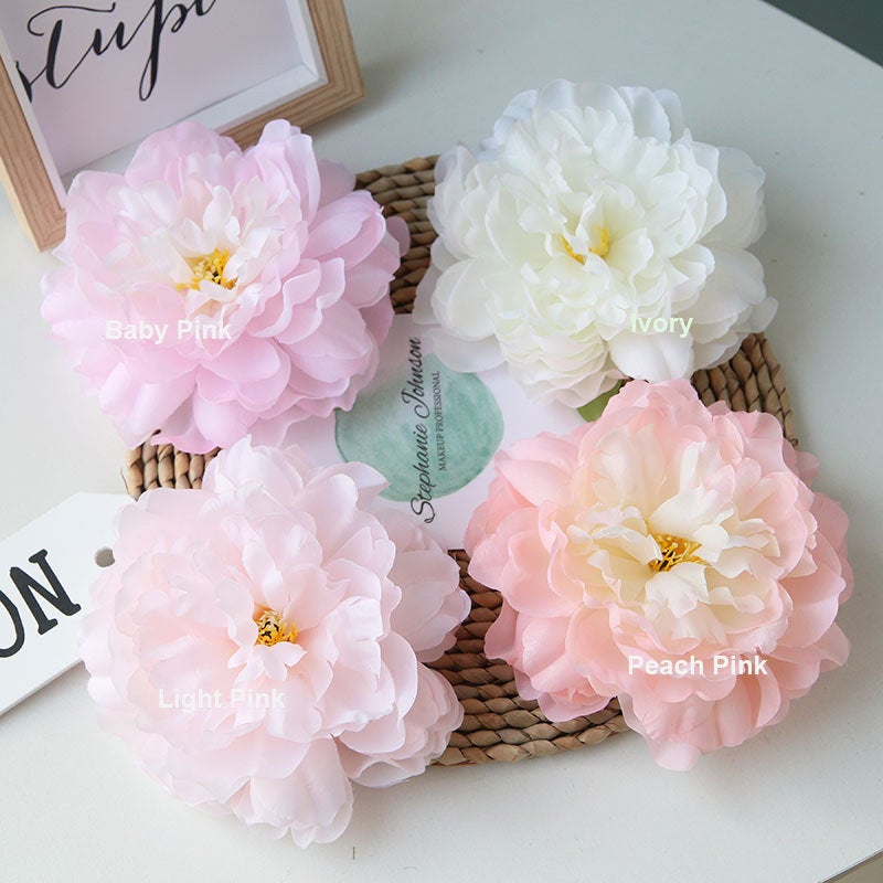 Silk Peony Flower Heads Artificial Flowers Large Heads 6 inches For Flower Wall Wedding Backdrops Hat Flowers