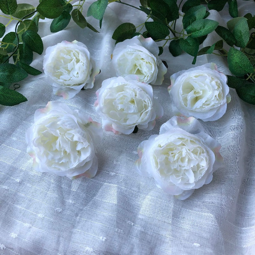 Artificial Silk Flower Heads Bulk Wholesale 100 Simulation Silk Peony Flowers Blush Pink White Champagne Flowers For Wall Backdrop MH-2