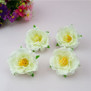 Silk Tea Rose Flower Heads Peonies Heads Artificial Flower Buds 100 Simulation Flowers For DIY Crafts Hairpins Bridal Wrist Flowers CJCM-5CM