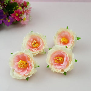 Silk Tea Rose Flower Heads Peonies Heads Artificial Flower Buds 100 Simulation Flowers For DIY Crafts Hairpins Bridal Wrist Flowers CJCM-5CM