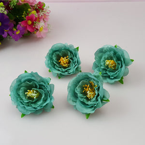 Silk Tea Rose Flower Heads Peonies Heads Artificial Flower Buds 100 Simulation Flowers For DIY Crafts Hairpins Bridal Wrist Flowers CJCM-5CM