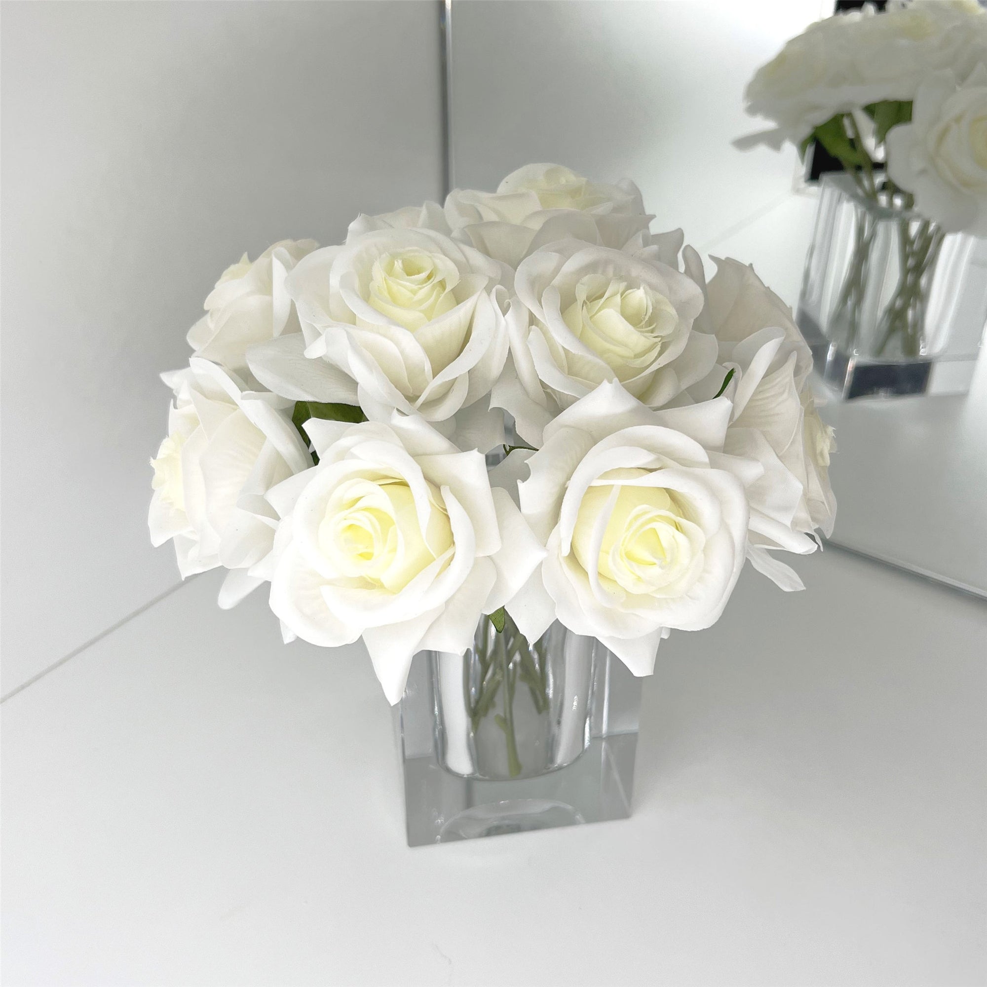 Faux Floral Arrangement Ivory Roses