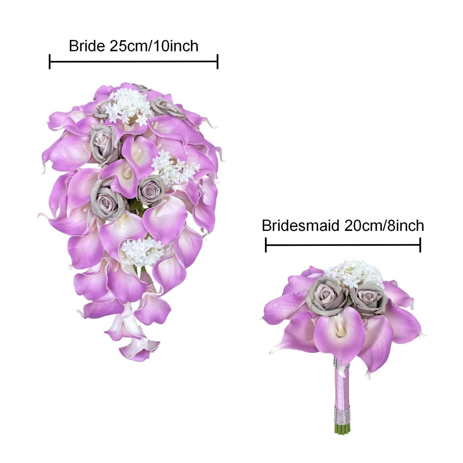 Lavender Bridal Calla Lily Bouquet Set - VANRINA