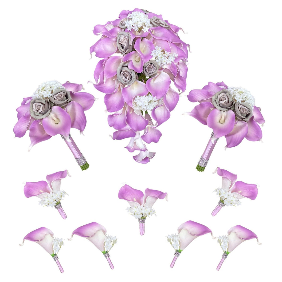 Lavender Bridal Calla Lily Bouquet Set - VANRINA