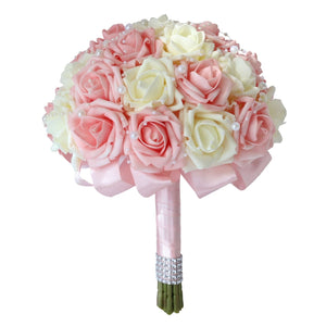 Light Pink and Ivory Flower Bridal Bouquet - VANRINA