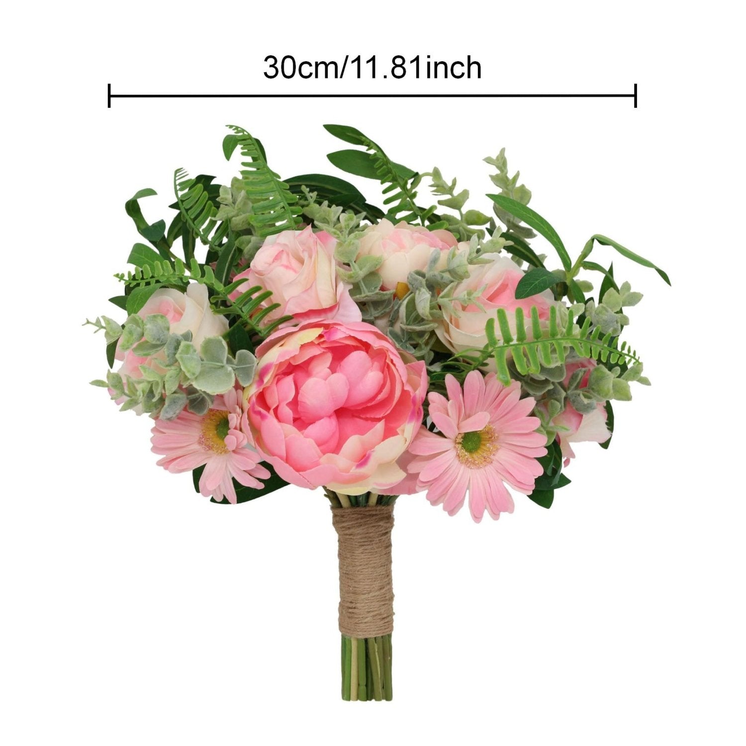 Pink Flowers Rustic Wedding Bridal Bouquet - VANRINA