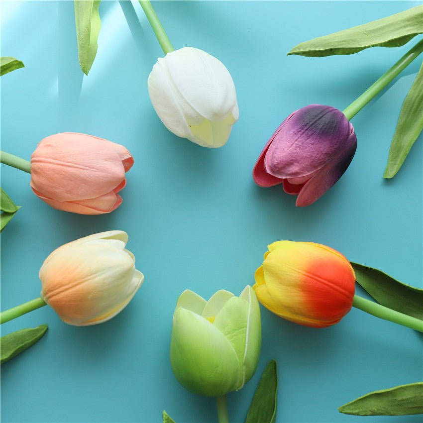 Real Touch Fake Tulips Flowers for Floral Arrangement 20" - VANRINA