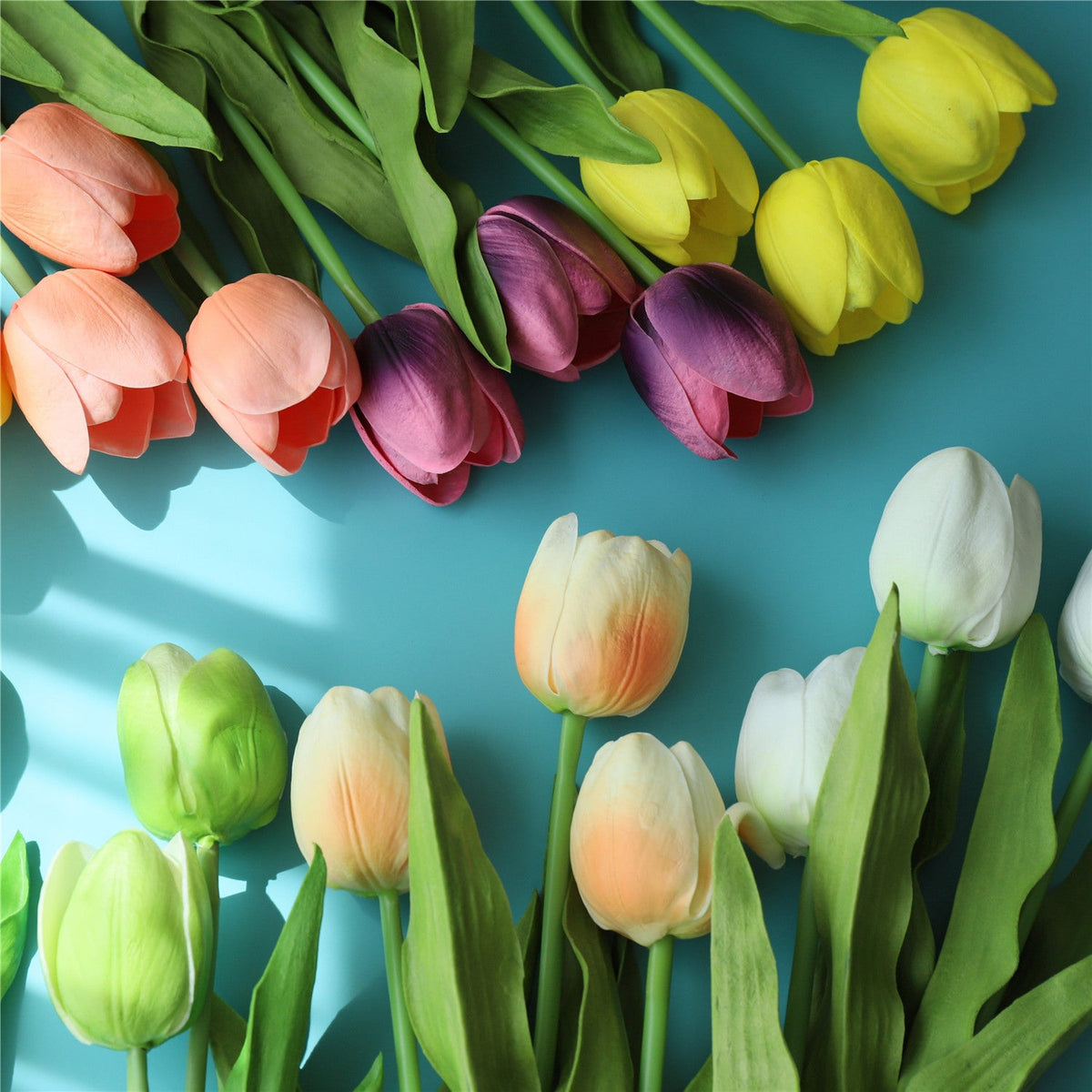 Real Touch Fake Tulips Flowers for Floral Arrangement 20" - VANRINA