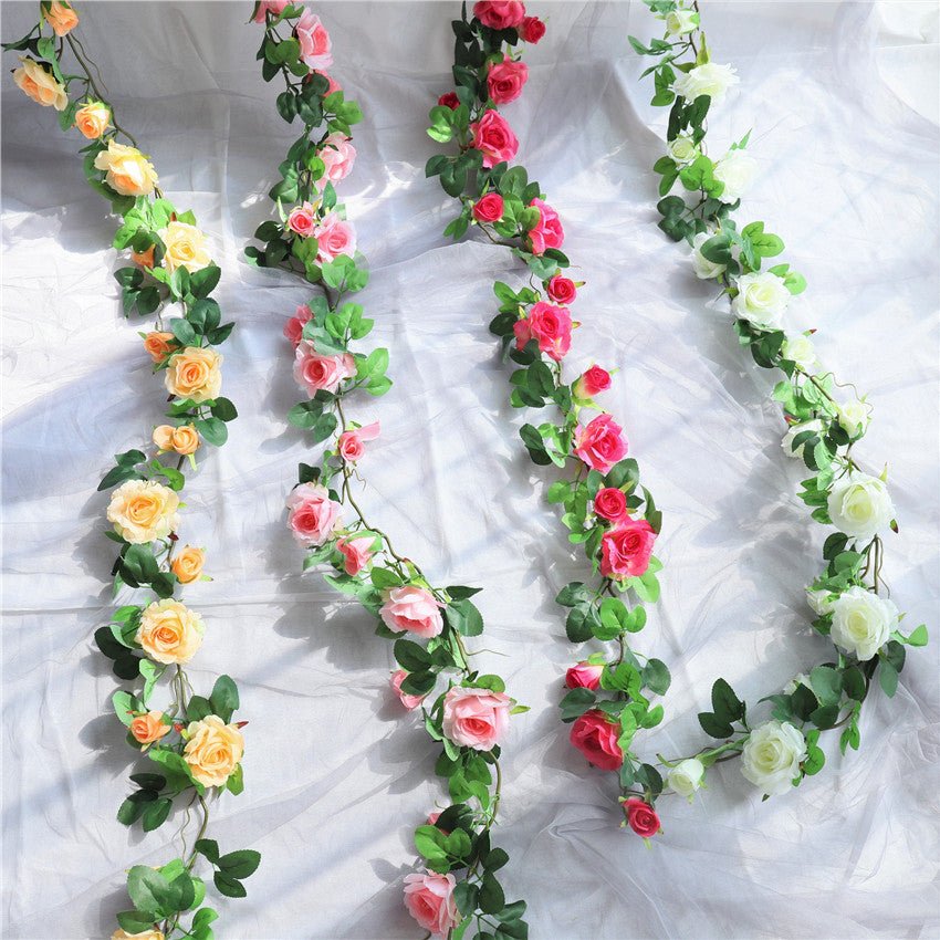 Realistic Hanging Flowers Silk Rose Vines Indoor Outdoor - VANRINA