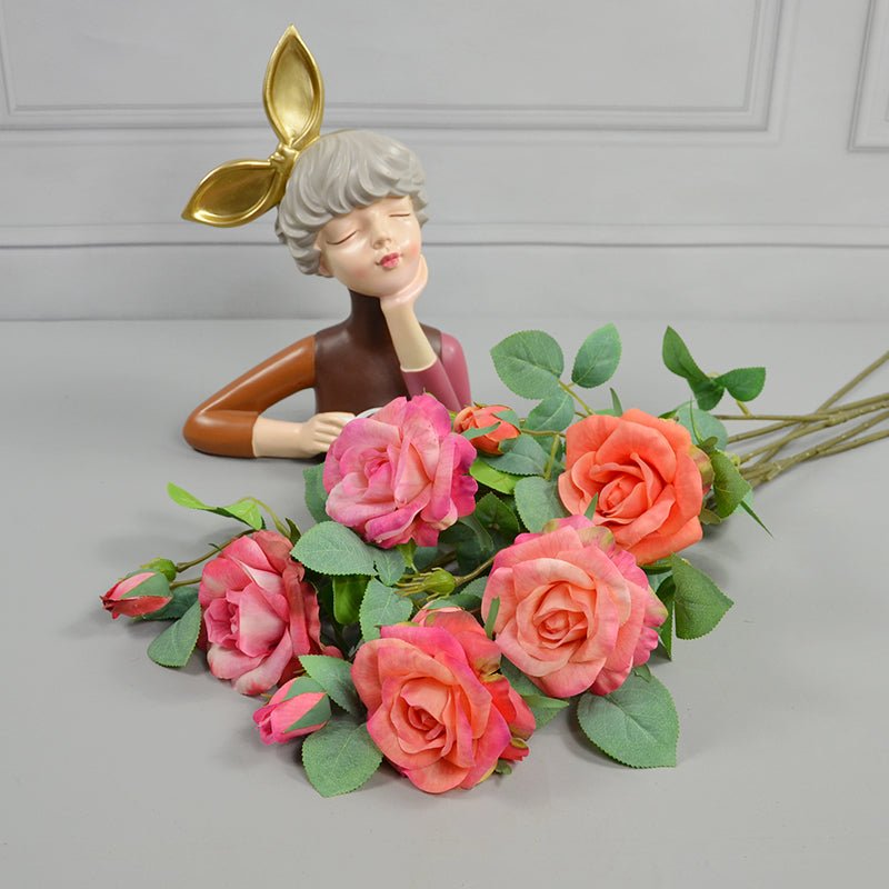 Realistic Spray Roses Artificial Flowers 26" - VANRINA