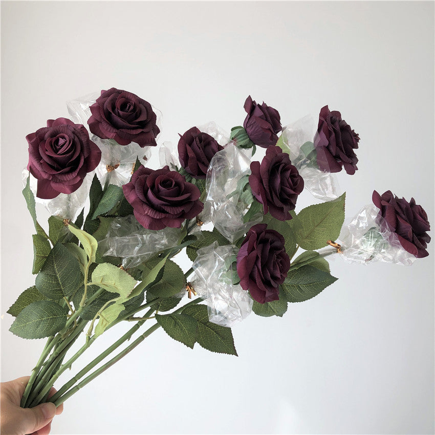 Real Touch Roses Plum Wedding Flowers Artificial