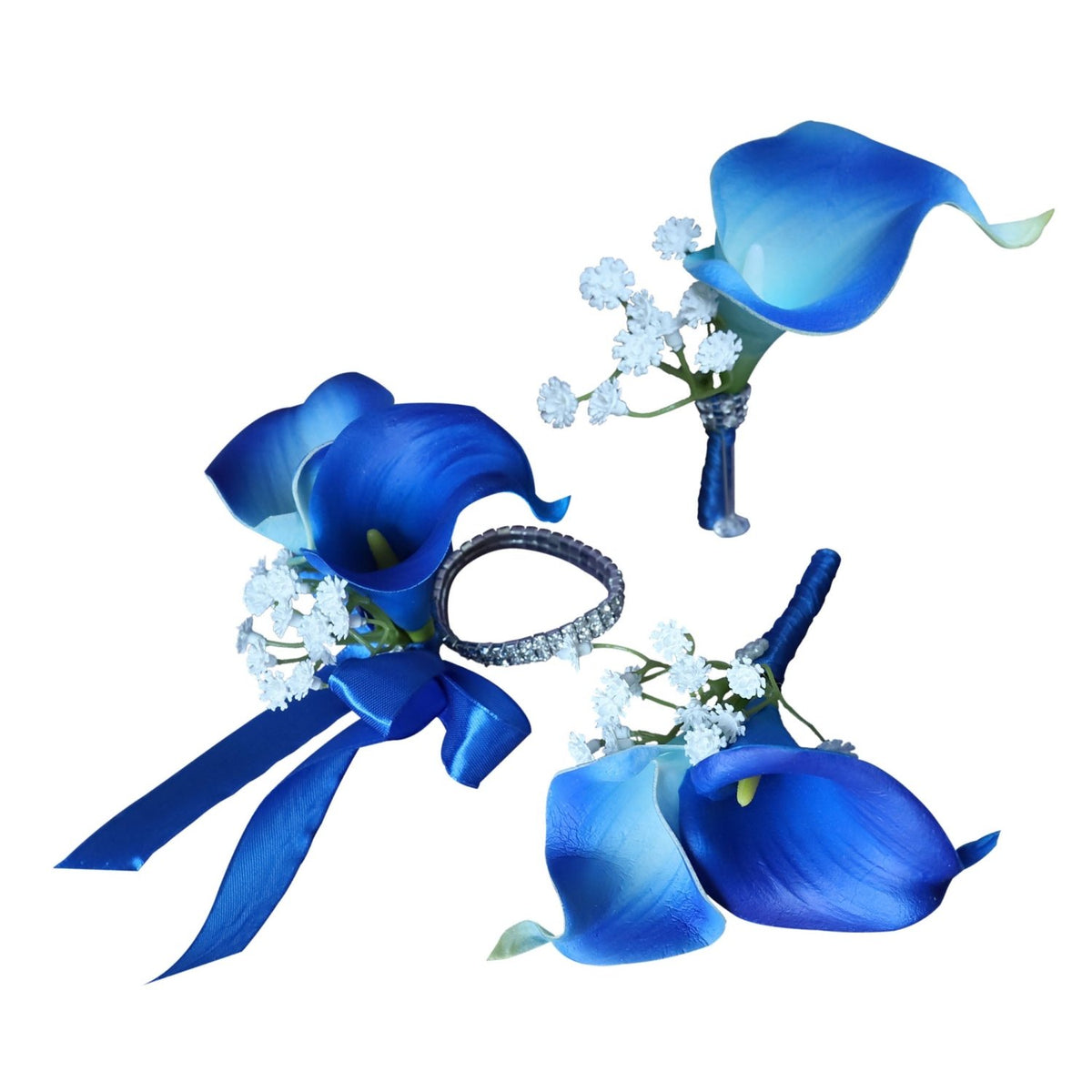 Royal Blue Calla Lily Corsage Boutonniere - VANRINA