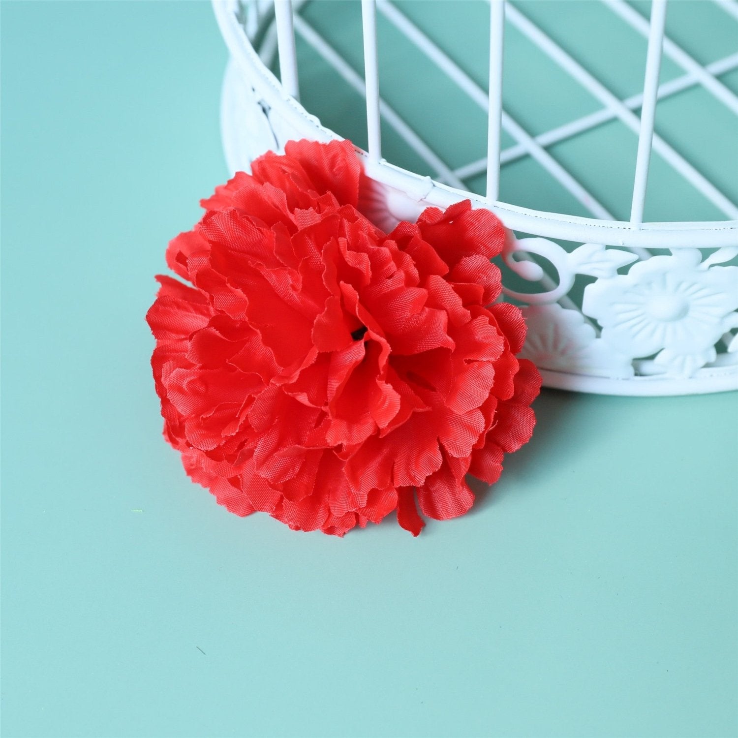 Silk Carnation Flowers Wholesale Bulk Fake Flower Heads 100 pcs - VANRINA