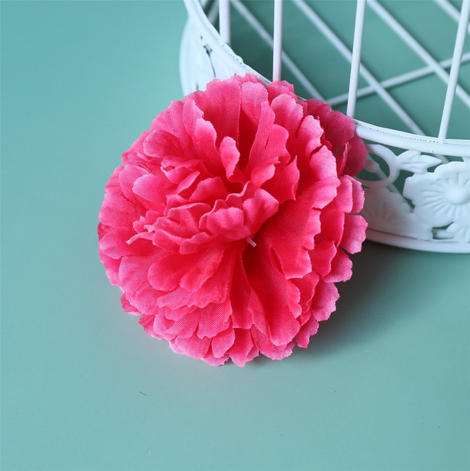 Silk Carnation Flowers Wholesale Bulk Fake Flower Heads 100 pcs - VANRINA