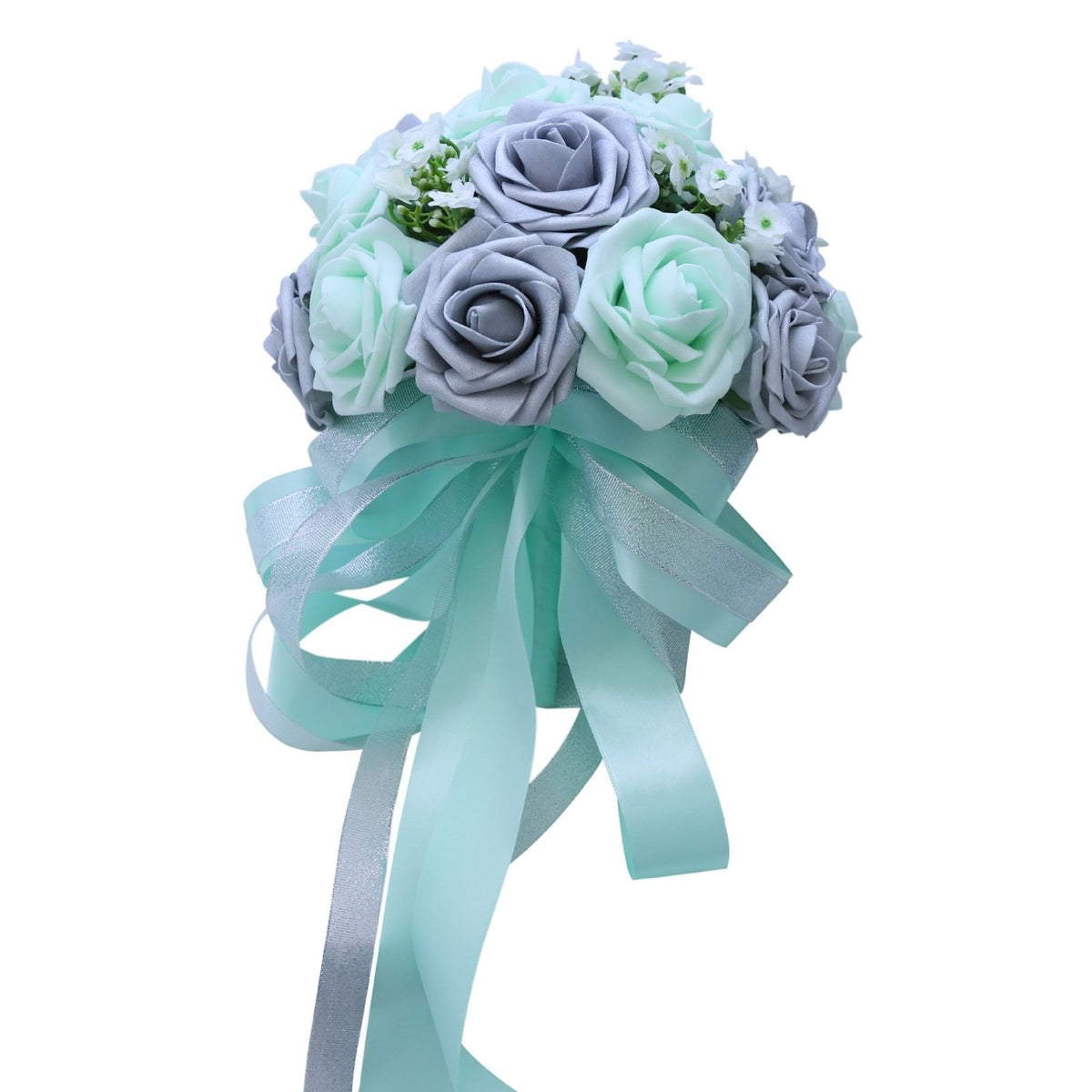 Silver Mint Bridal Bouquet Fake Flower Bouquet - VANRINA
