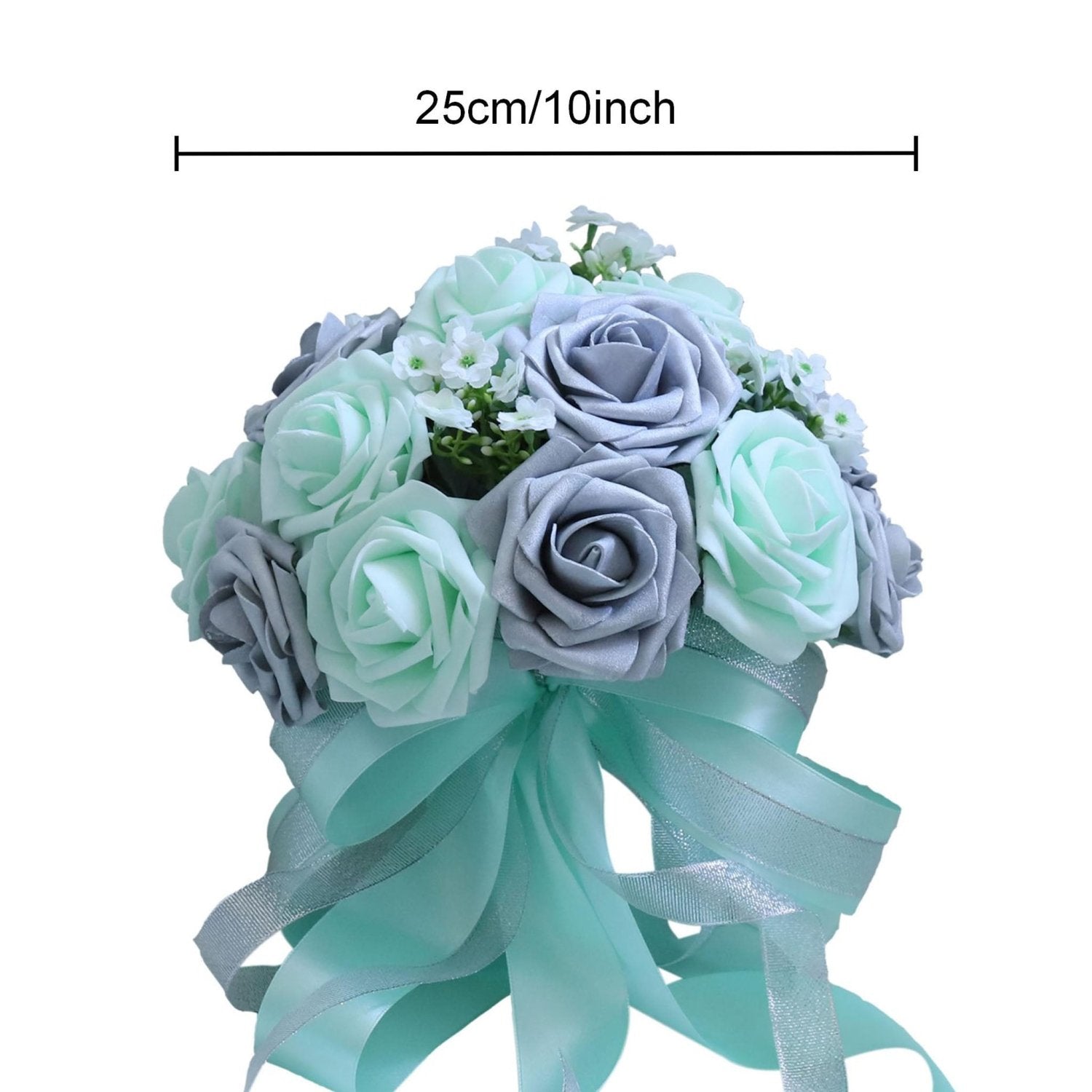 Silver Mint Bridal Bouquet Fake Flower Bouquet - VANRINA