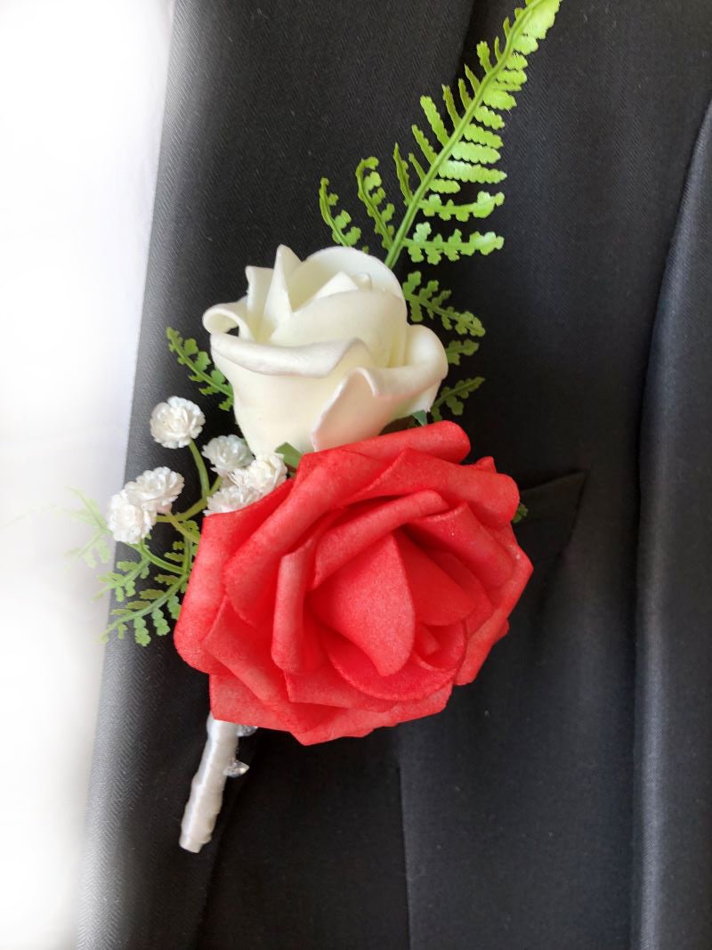wedding corsages Coral Reef Boutonnieres Artificial Flower - VANRINA