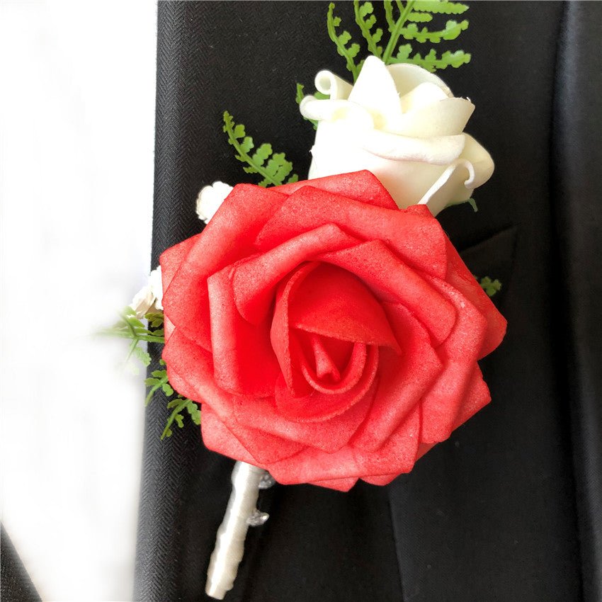 wedding corsages Coral Reef Boutonnieres Artificial Flower - VANRINA