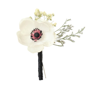White Anemone Boutonniere - VANRINA