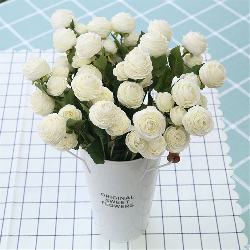 Artificial Flowers Ivory Peony Bouquet White Ranunculus Silk Flowers 1 ...