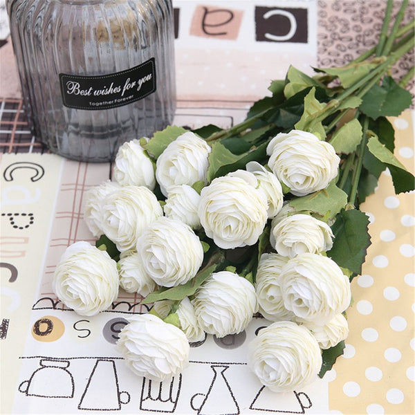 Artificial Flowers Ivory Peony Bouquet White Ranunculus Silk Flowers 1 ...