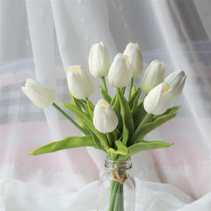 white tulips fake flowers