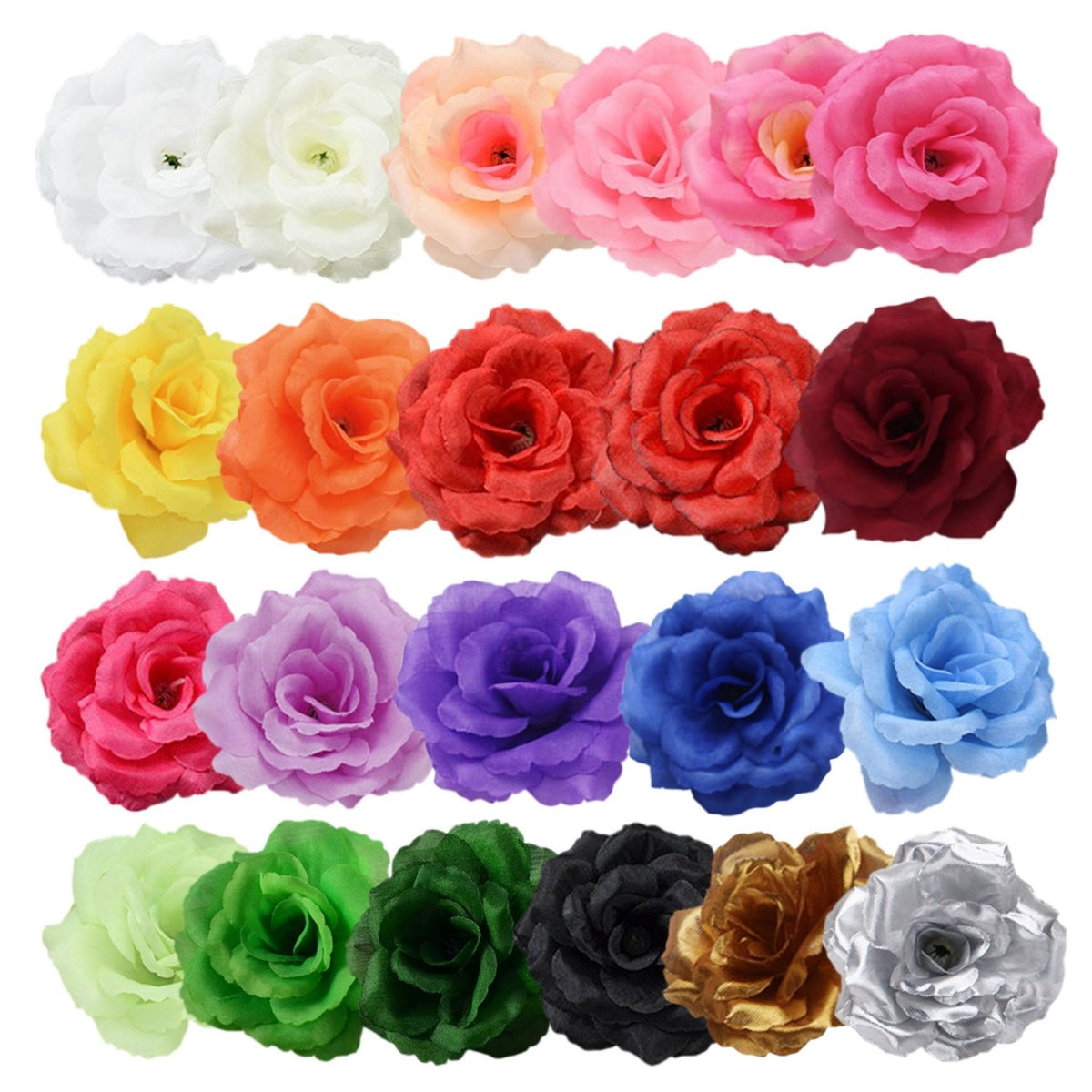 Wholesale Silk Flower Heads Artificial Roses 3 inch 100 Flowers For Flower Ball DIY - VANRINA