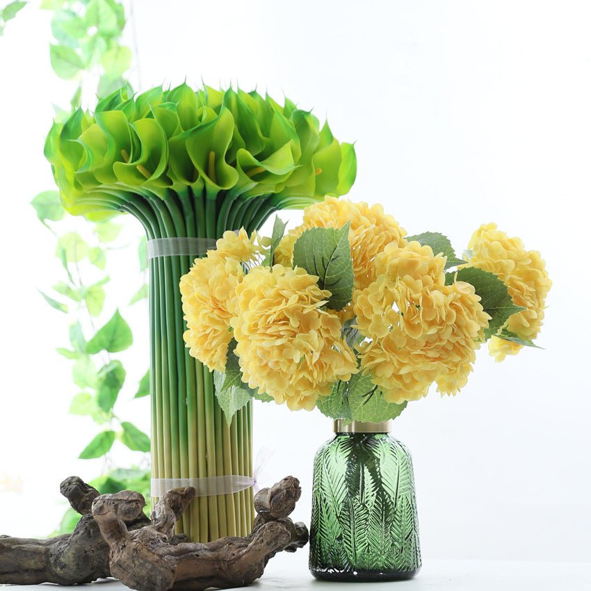 Yellow Hydrangea Artificial Flower Arrangement - VANRINA